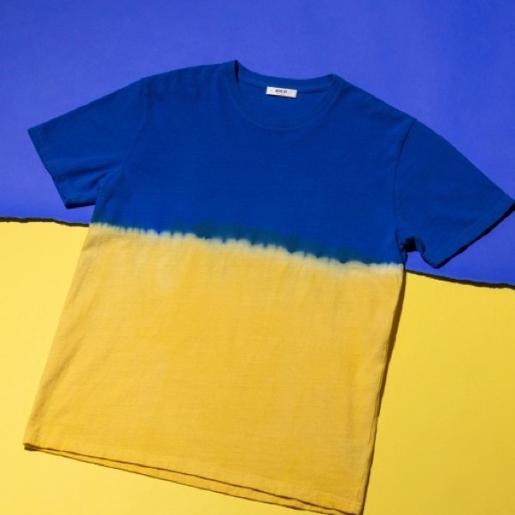 Agolde Tops - Agolde Tie Dye Blue/Yellow Ukraine Tshirt PR13-20
